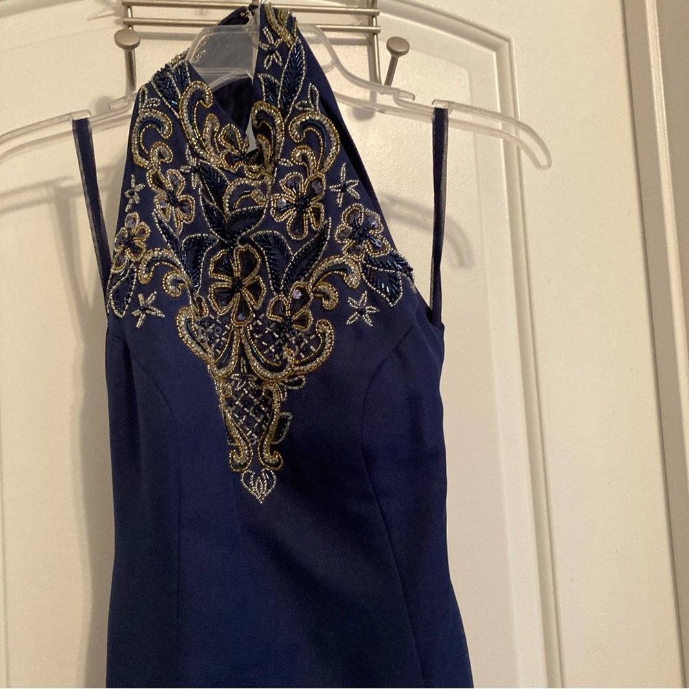 Vintage Alyce Designs Y2K 90s Beaded Halter Formal Dress